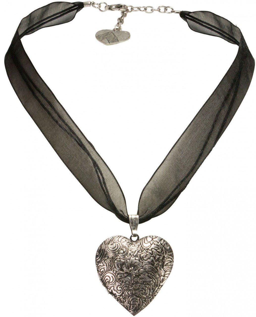 Kette - Organzakette Herzamulett schwarz - Dirndl.com