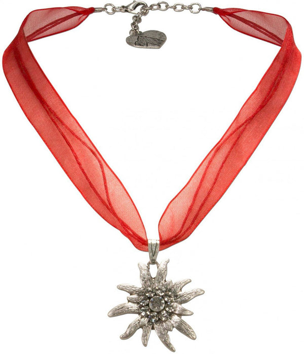 Kette - Organza Trachtenkette Theresa rot - Dirndl.com