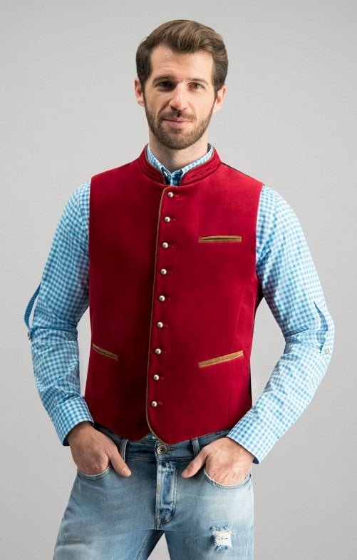 Trachtenweste - Weste Ricardo dunkelrot - Dirndl.com