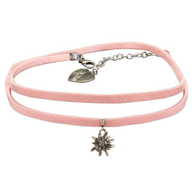 Kette - Wickelband - Halskette Edelweiß rosa - Dirndl.com