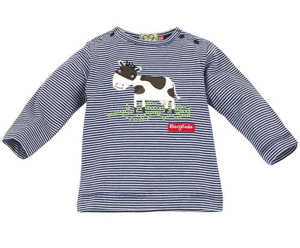 Trachtenshirt - T-Shirt gestreift blau - weiß - Dirndl.com