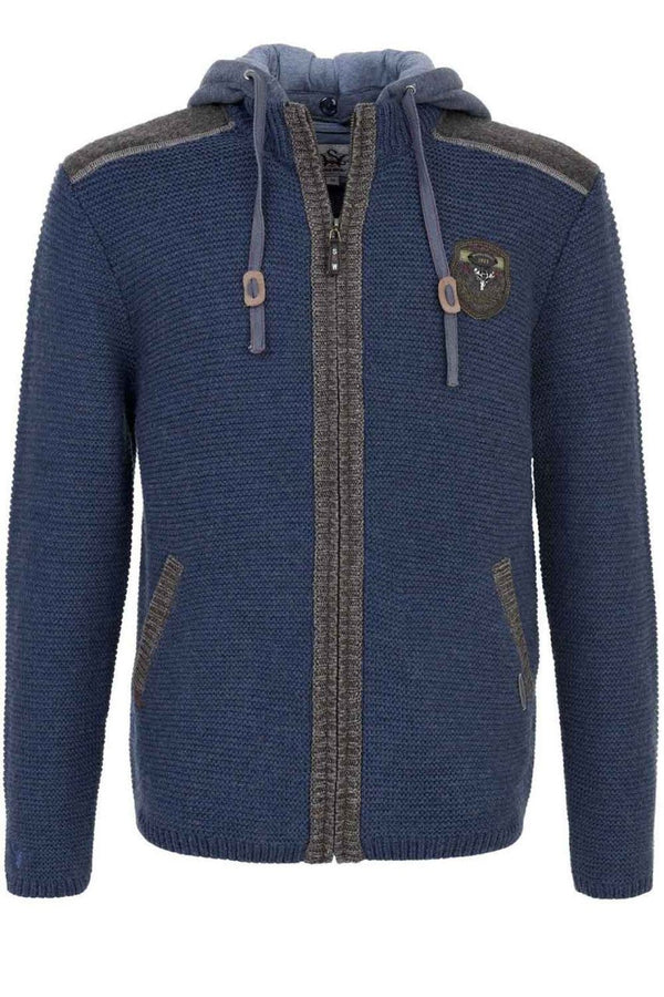 Trachtenstrickjacke - Strickjacke Dakar blau - braun - Dirndl.com
