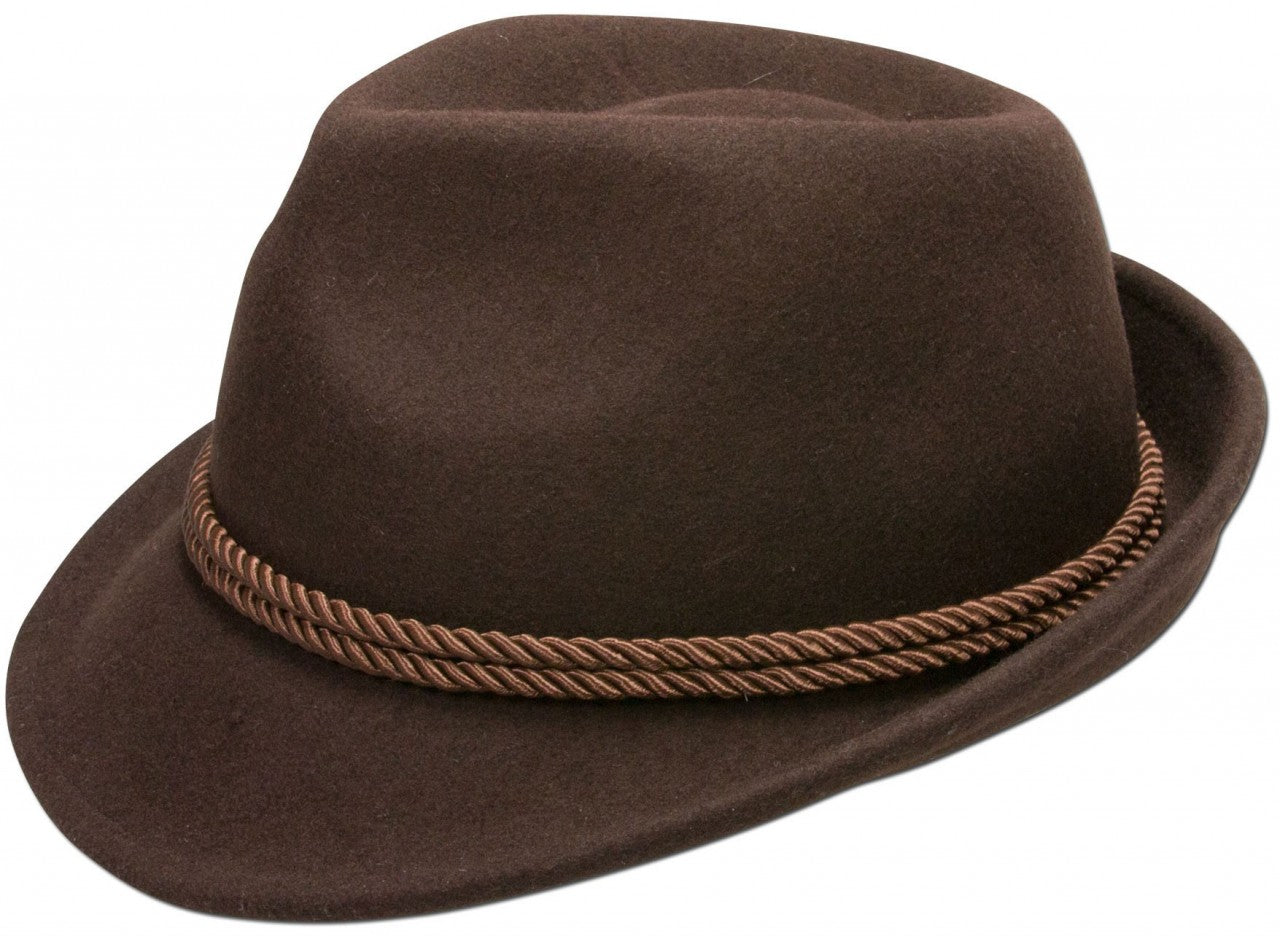 Traditional Felt Hat with Cord Brown