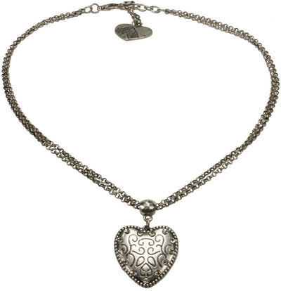 Kette - Halskette Trachtenherz altsilber - Dirndl.com