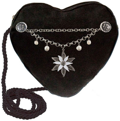 Trachtentasche - Herztasche mit Edelweiß Charivari schwarz - Dirndl.com