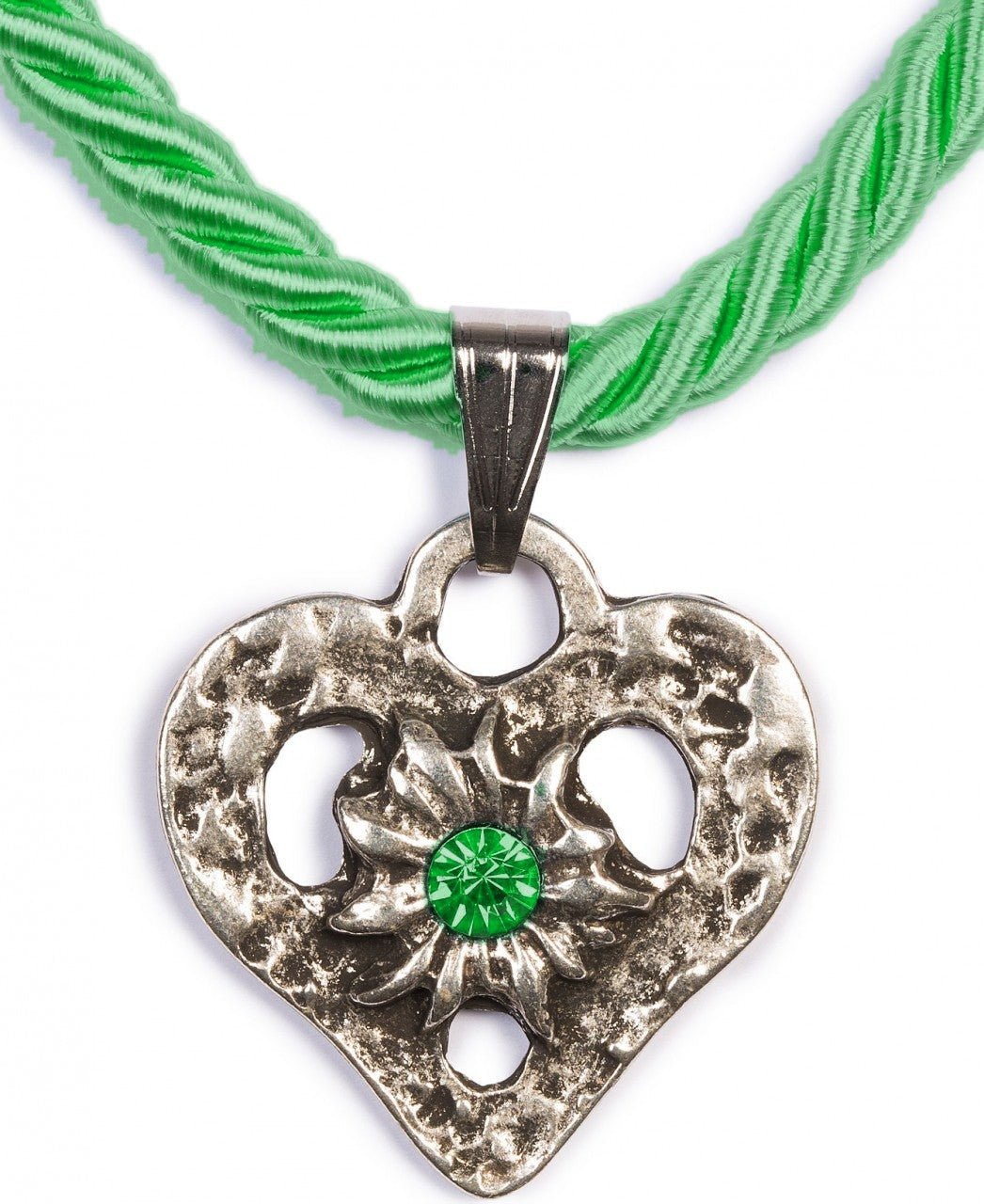 Kette - Kordelkette Herz mit Stein - Dirndl.com