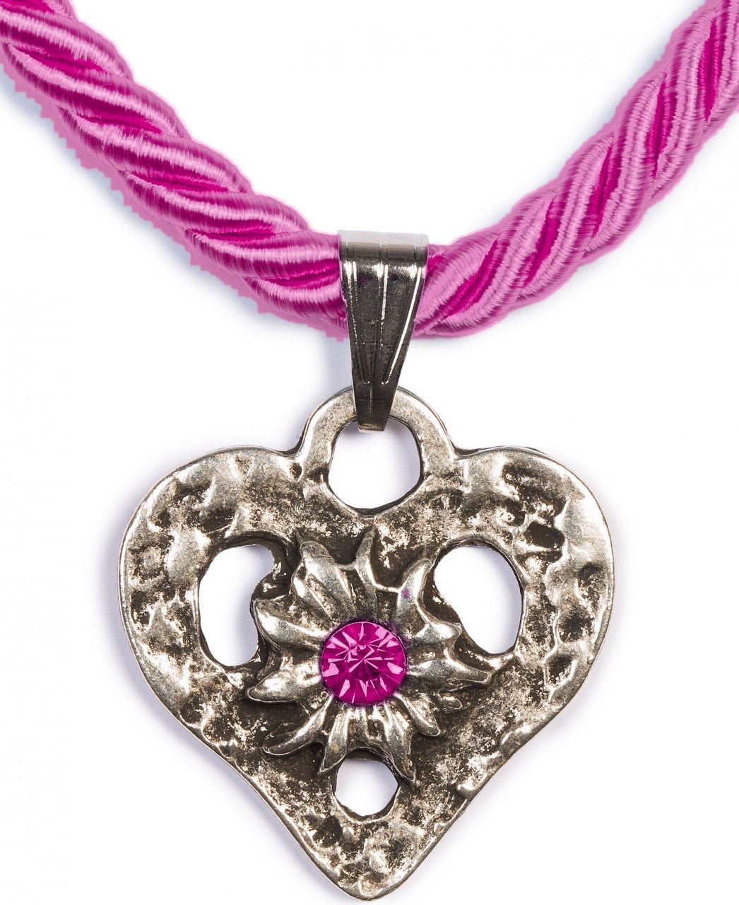 Kette - Kordelkette Herz mit Stein - Dirndl.com