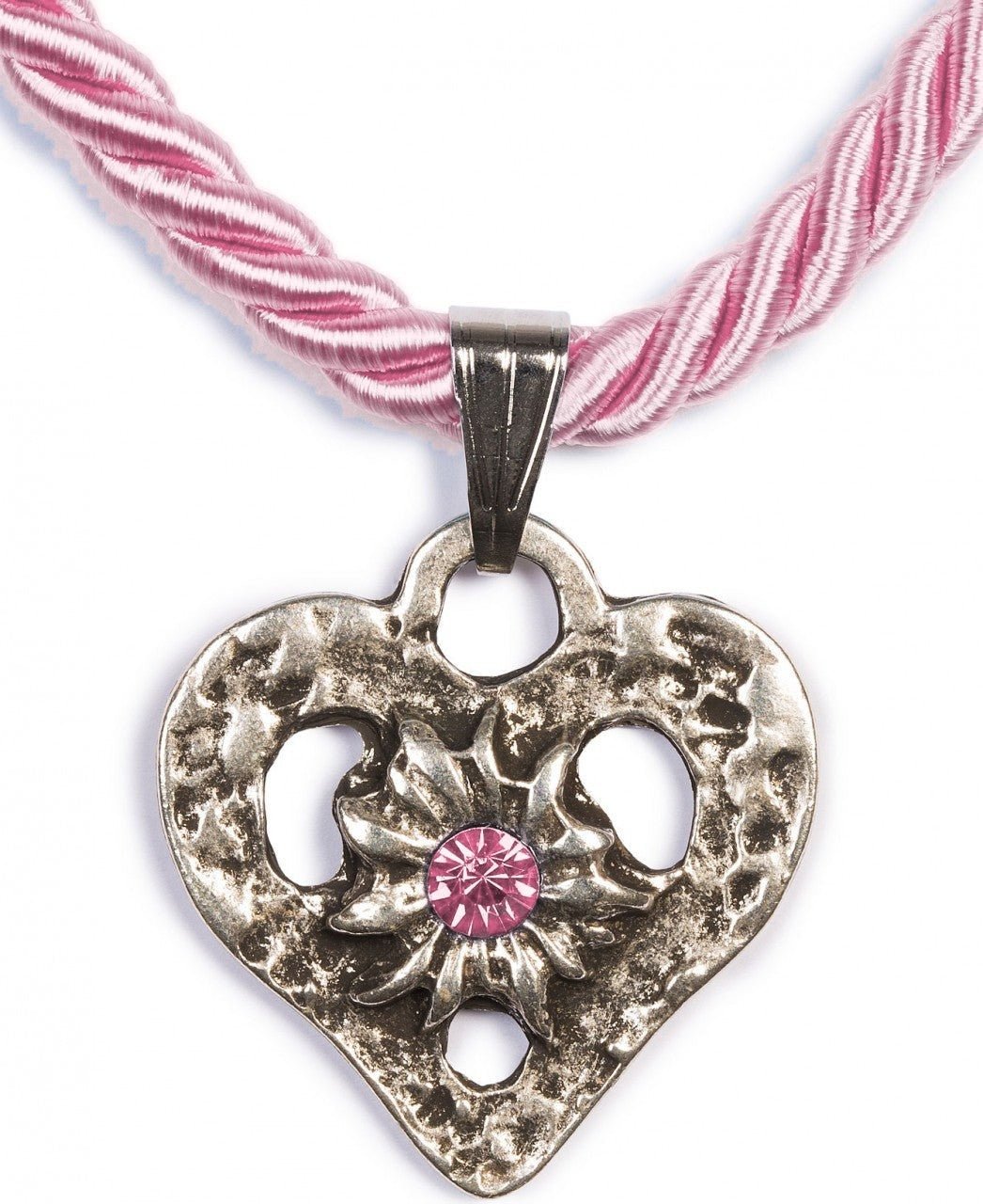 Kette - Kordelkette Herz mit Stein - Dirndl.com