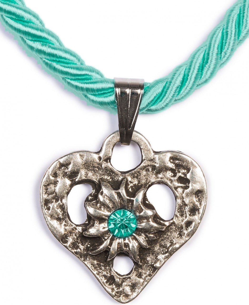 Kette - Kordelkette Herz mit Stein - Dirndl.com