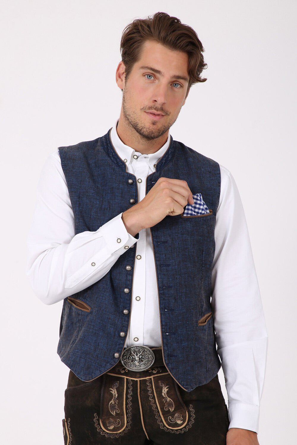 Trachtenweste - Weste Platzhirsch blau - Dirndl.com