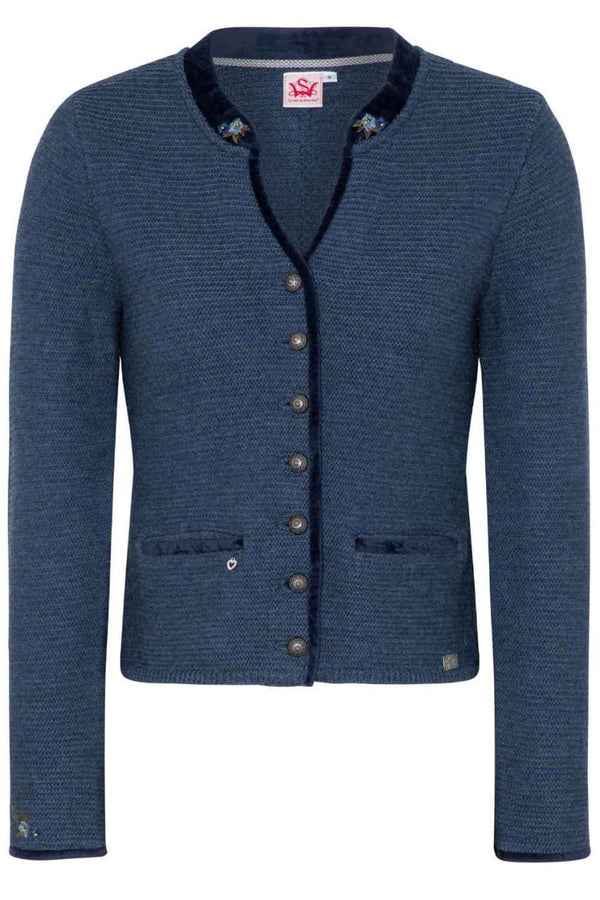 Trachtenstrickjacke - Strickjacke Malta blau - Dirndl.com