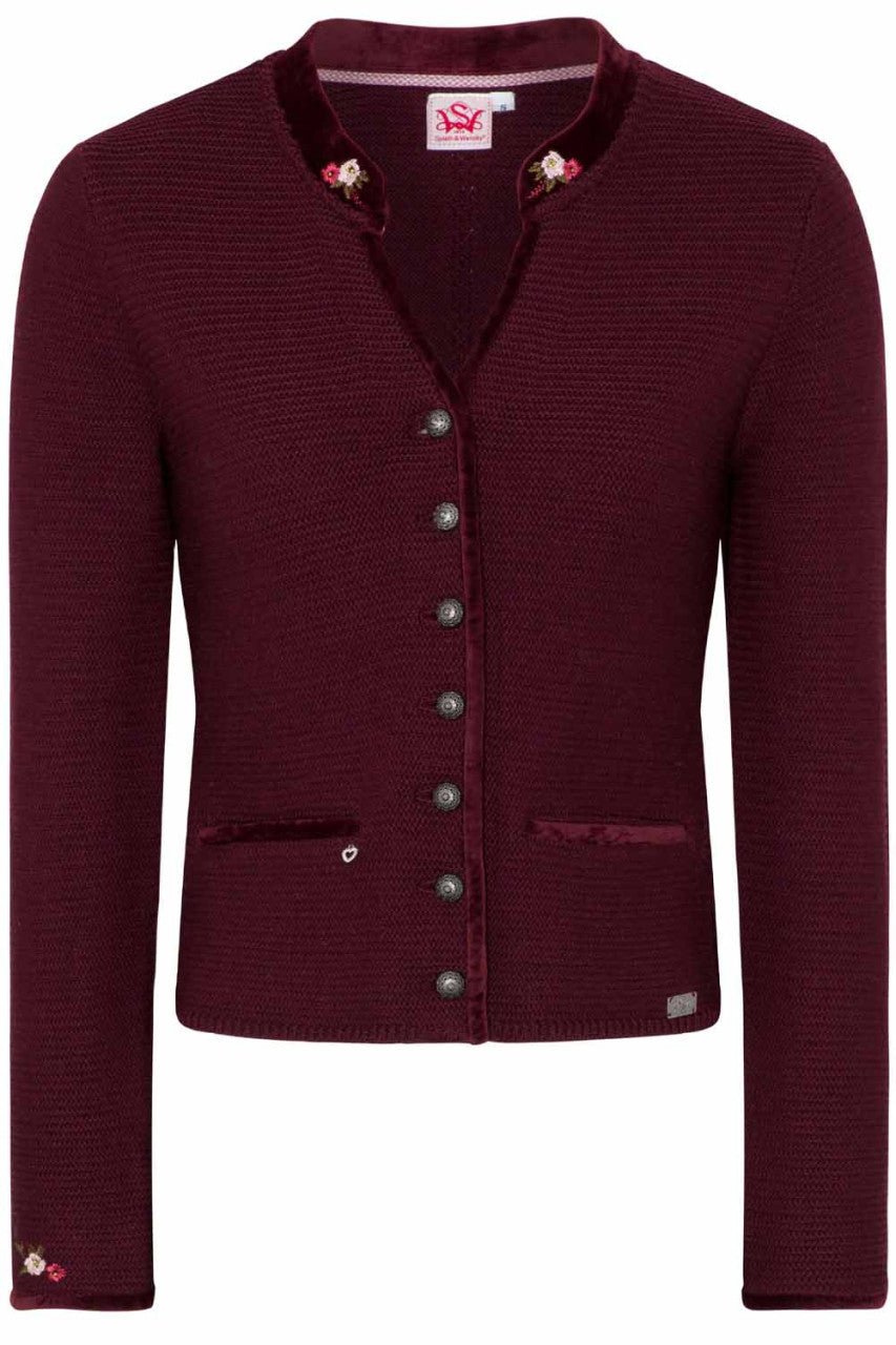 Trachtenstrickjacke - Strickjacke Malta rot - Dirndl.com