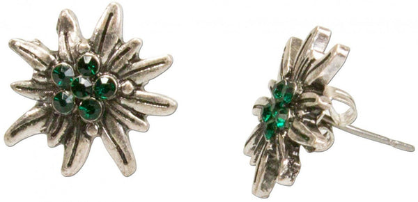 Ohrring Ohrstecker - Mini - Trachten - Ohrstecker Edelweiß grün - Dirndl.com