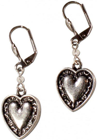 Ohrring Ohrstecker - Ohrhänger Trachtenherz altsilber - Dirndl.com