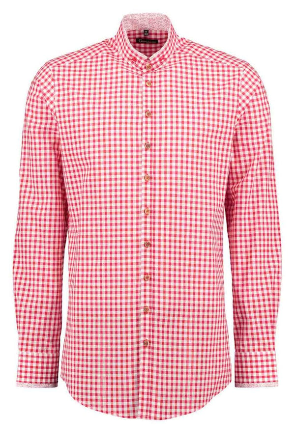 Trachtenhemd - Herrenhemd Paolo rot langarm - Dirndl.com