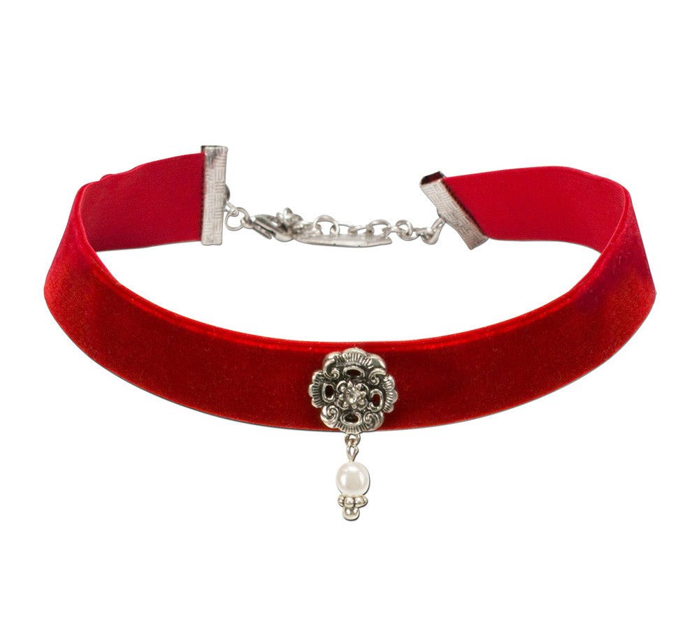 Kropfband - Trachten Kropfband mit Ornament rot - Dirndl.com