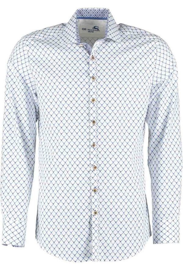 Trachtenhemd - Herrenhemd Silvio blau langarm - Dirndl.com
