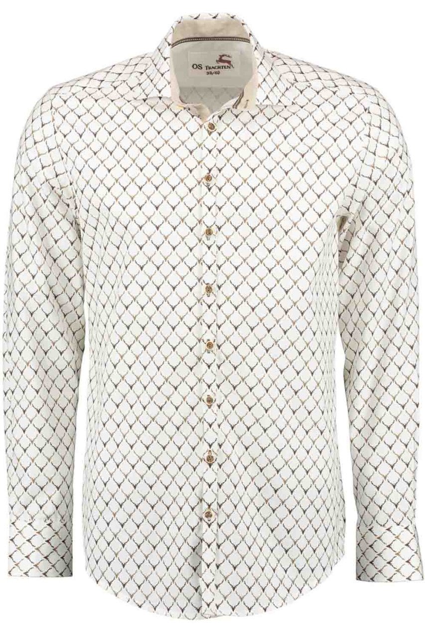 Trachtenhemd - Herrenhemd Silvio braun langarm - Dirndl.com