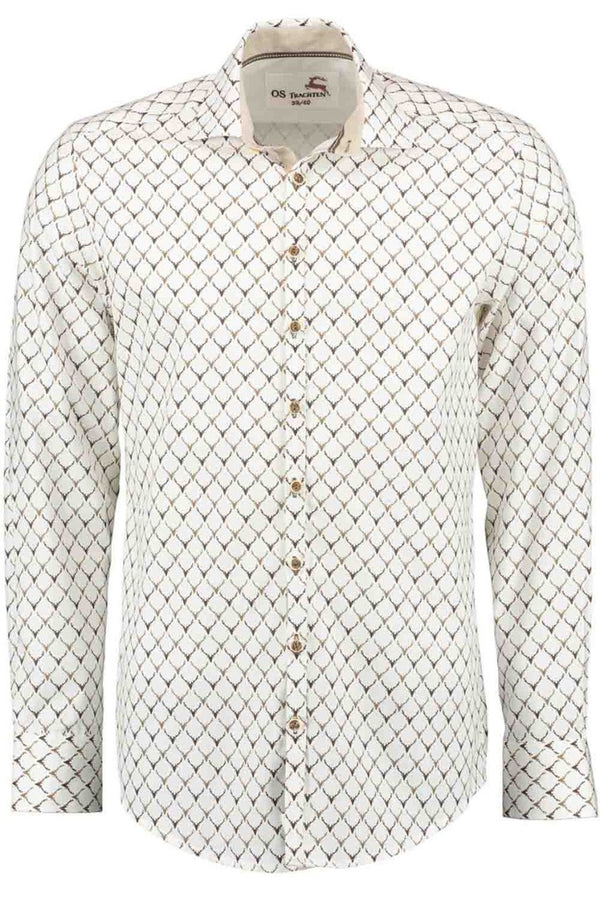 Trachtenhemd - Herrenhemd Silvio braun langarm - Dirndl.com