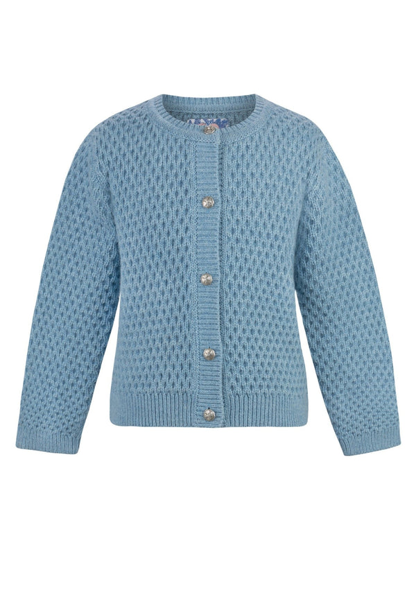 Strickjacke - Kinderstrickjacke Franca hellblau - 128 - Dirndl.com