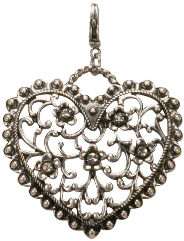 Anhänger - Trachten - Anhänger Strass - Blütenherz altsilber - Dirndl.com