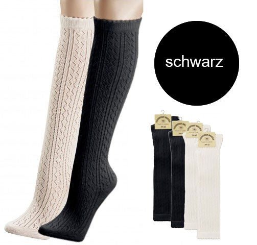 Strumpf - Kniestrümpfe im Häkel - Look schwarz - Dirndl.com