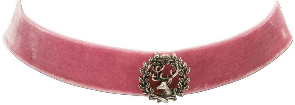 Trachten Kropfband mit Hirsch rosa