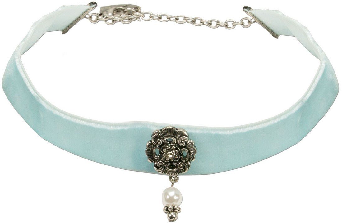 Kropfband - Trachten Kropfband mit Ornament hellblau - Dirndl.com