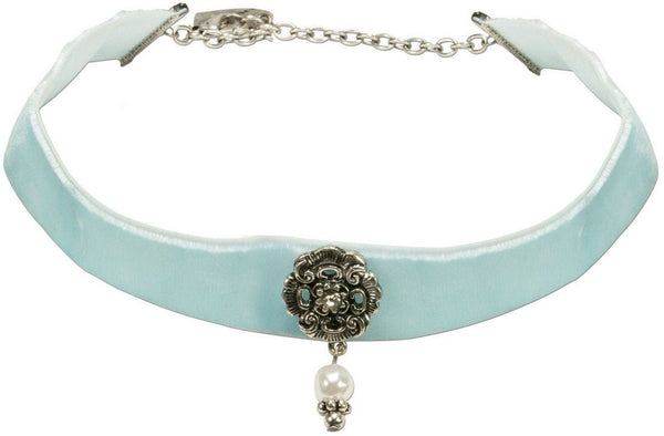 Kropfband - Trachten Kropfband mit Ornament hellblau - Dirndl.com