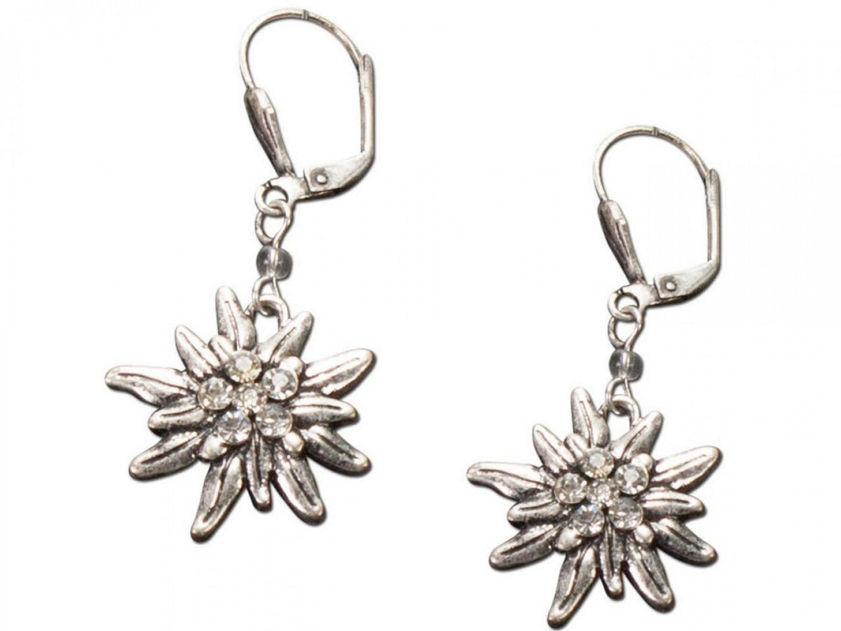 Ohrring Ohrstecker - Trachten Ohrringe Edelweiß silber - Dirndl.com