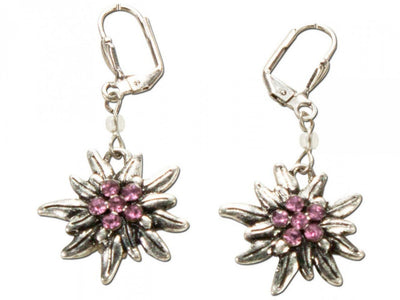 Ohrring Ohrstecker - Trachten Ohrringe Edelweiß silber - rosé - Dirndl.com