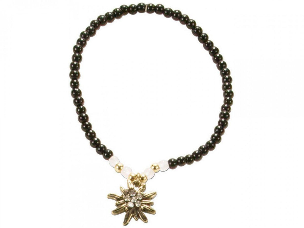 Armband - Trachten Perlenarmband Edelweiß schwarz - Dirndl.com