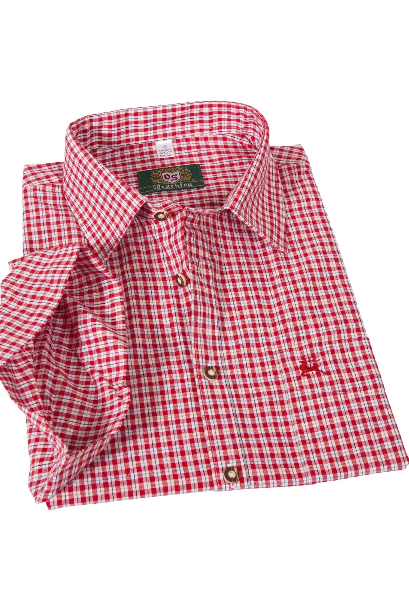 Trachtenhemd - Trachtenhemd Philipp rot langarm - Dirndl.com