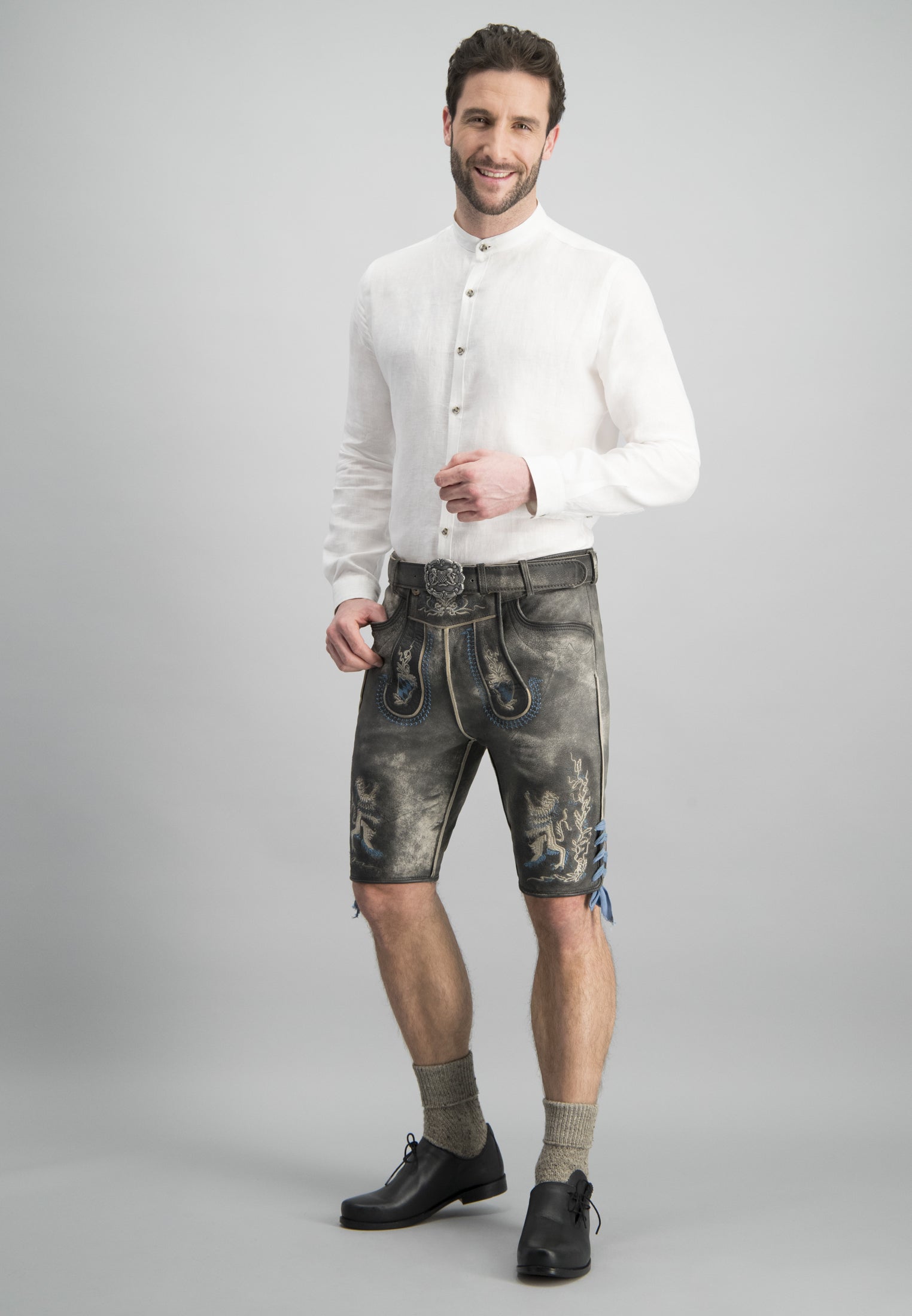 Lederhose Bayern Bua in grau