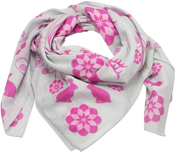 Trachtentuch - Trachtentuch Häschen und Hirsch grau - Dirndl.com