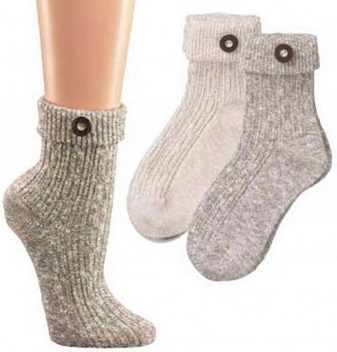 Strumpf - Umschlag Socken mit Trachtenknopf natur - Dirndl.com