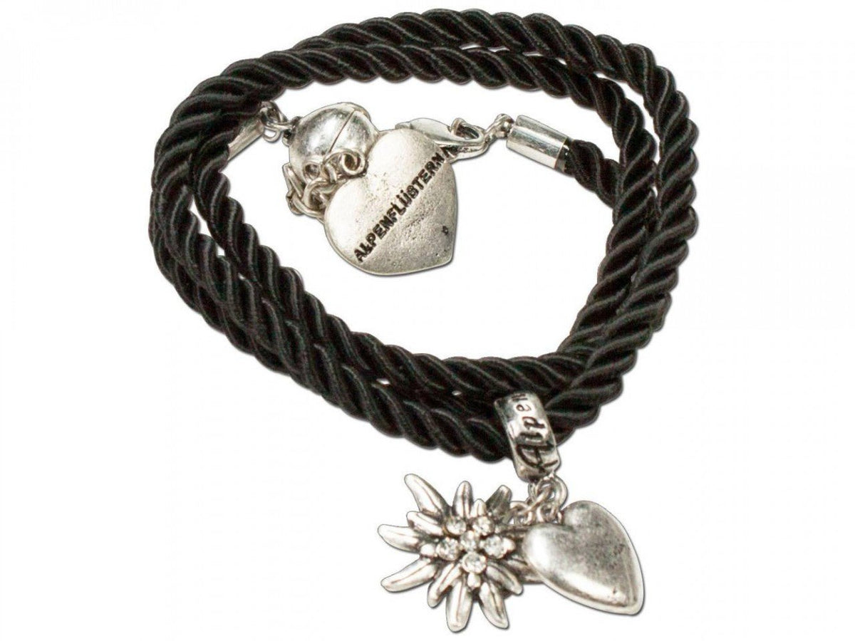 Armband - Wickelarmband Edelweiß schwarz - Dirndl.com